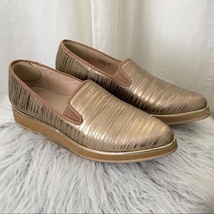 Gold Leather Platform Loafers - Donald Pliner 8.5M